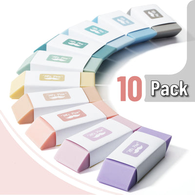 Mr. Pen- Pencil Erasers, 10 Pack, Morandi Colors, Soft Rubber Pencil Erasers for School, Office, Art Sketching, Homework, Exams, Clean Smudge-Free Correction