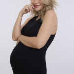 Motherhood Maternity Women's Sleeveless Racerback Rib Knit Midi Pregnancy Bodycon Dress, Black, Medium