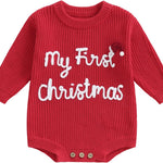 Adobabirl Baby Girl Boy Knitted Sweater Bubble Romper Long Sleeve Jumpsuit Festival Outfit Fall Winter Spring Clothes