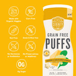 Serenity Kids 6+ Months Grain Free Puffs Toddler & Baby Snack | No Added Sugar, Gluten & Rice Free, Allergen Free | Made with Organic Cassava, Veggies, & Herbs | White Cheddar & Cauliflower | 1 Count