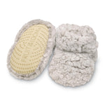 Fruit of the Loom Cozy Thermal Wrap Booties with Non-Slip Grips for Baby & Toddler Girls, Boys, Unisex - Oatmeal Sherpa (12-18 Months)