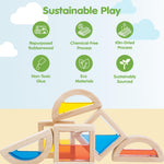 PlanToys® Water Blocks Wooden Montessori Sensory and STEM Building Toy | Light, Colour, Creativity and Fine Motor Skill Development | Eco Friendly Open Ended Learning Activity