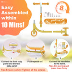 Kick Scooter for Kids 3-7 Age - 3 Wheel LED Light Up Toddler Scooter, Easy Steering, Adjustable Height, Anti-Slip Deck, Stable Design, Indoor Outdoor for Girls Boys 3-5, 5-7 Up to 100 Lbs