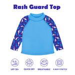 BIG ELEPHANT 2 Pcs Rash Guard Swim Diapers Sets for Unisex Baby, Boys Girls Long Sleeve Swimsuit with UPF 50+ Sun Protection Blue Shark