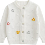 Simplee kids Baby Girl Thin Sweater Solid White Pink Cardigans for Toddler 0-3Years