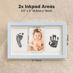 Inkless Hand and Footprint Kit, Boy, Girl, Newborn Keepsake - No Mess Ink Pad for Baby Handprint, Clean Touch Paw Print Kit for Dog Picture Frame, Personalized Baby Christmas Shower Gifts (Mist Blue)