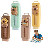 Gsbnjuy 4Pcs Retractable Erasers Cute Capybara Rubber Push-Pull Eraser Soft Rubber Sliding Animal Fun Pencil Erasers for Kids Boys Girls Students Capybara Lovers School Office Supply Stationery