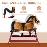 Qaba Durable Plush Toddlers Spring Rocking Horse, Bouncing Rocker Toy with Realistic Sounds