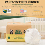 EcoHugs Organic Bamboo Diapers Size 1 | Ultra-Soft Disposable Baby Diapers | Hypoallergenic and Super Absorbent | Unscented and Totally Chlorine Free | Pack of 30