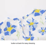 pureborn Baby Girls Dress Short Sleeve Cotton Playwear Dress Summer Floral Dress 0-3 Months Blue Daze