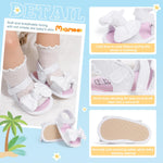 Miamooi Infant Baby Girls Boys Sandals Summer Bowknot Crib Shoes Toddler Pu Leather Flower Soft Rubber Sole Dress Flats First Walker Shoes