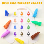 JUPITEARTH 12 Colors Crayons for Toddlers, Non-Toxic Washable Rocket Crayons, Easy-to-Hold Coloring Gifts & Mess-Free Art Supplies for Little Hands
