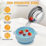 JVEOO 4 Pack Stainless Steel Baby Bowls with Suction, 2-in-1 SUS304 Toddlers Bowl & Removable Silicone Suction Kids Bowl Anti Scald Non Toxic Snack Container for Baby Food Feeding