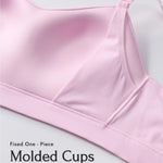 MOMANDA Seamless Nursing Bras for Breastfeeding Supportive Padded Wireless Maternity Bras with One-piece Molded Cups Sweet Pink Medium