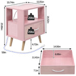 Aenuert Night Stand with Charging Station, Pink Kids Nightstand with Drawer, 2-Tier Nursery Bedside Table with USB Ports and Outlets, End Table for Small Space, Living Room, Bedroom