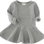 Toddler Baby Girls Long Sleeve Cotton Dress Solid Ruffle Tops