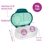 b.box Snack Box - Leakproof Mini Bento Box for Kids & Toddlers, 2 Compartment Snack Containers for Kids, Lunch Containers, Dishwasher Safe, BPA Free, PFAS Free, Ages 4m+, 1 3/4 Cup - Emerald Forest