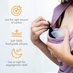 Boon Trove Silicone Manual Breast Pump Set - Hands Free Breast Milk Collector - Includes Polyester Travel Pouch - Breastfeeding Essentials - 2 Count