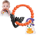 Baby Halloween Teething Toys, Soft Pumpkin & Ghost Textured Silicone Teether for 3-6 6-12 Months, BPA-Free Baby Halloween Teether Toys, Boo Basket Stuffers Sensory Gifts for Infant Boys & Girls