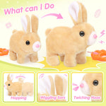 CatchCute Plush Bunny Easter Toys for Kids,Interactive Bunny with Sounds,Can Walk,Wag Tail and Twitch Nose with Remote Control Leash,Easter Eggs with Pull Back Cars,Easter Birthday Gift for Toddlers