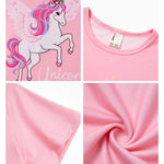 PATPAT Girls T Shirts Size 8-9 Years, Pink Unicorn Print Graphic Tees Crew Neck Short Sleeve Shirts Preppy Clothes Birthday Outfits Cute Tops