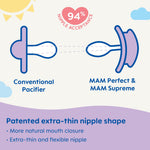 MAM Perfect Night Baby Pacifier, Patented Nipple, Glows in The Dark, 2 Pack, 6-16 Months, Boy