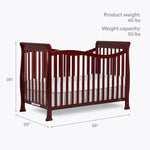 Dream On Me Violet 7-in-1 Convertible Full-Size Baby Crib with Toddler, Day & Full Bed Conversion in Cherry, GreenGuard Gold & BSA, 4 Mattress Heights, Sustainable Pinewood