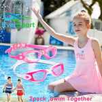 EverSport Kids Swim Goggles, Pack of 2 Swimming Goggles for Children Teens, Anti-Fog Anti-UV Youth Swim Glasses Leak Proof for Age4-16