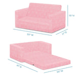 Delta Children - Serta Perfect Sleeper Kids 2-Seater Sofa, Convertible 2-in-1 Flip Open Toddler Couch Sleeper, Foam Chair for Playroom & Bedroom, Bed Lounger, Comfy Play Sleeping Lounge Chair, Pink