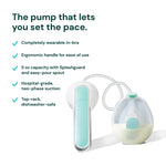Willow Wave - Wearable Manual Breast Pump - Fits Fully in Bra - Ergonomic Handle - 24mm Soft Silicone Flange - Wearable Breastfeeding Pump - Hospital Grade Suction - Postpartum Essentials - Holds 5oz