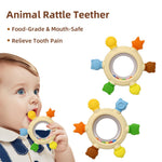 Baby Teething Toys Teething Rings Silicone Teethers for Babies 6-12 Months Baby Rattles & Plush Rings Sensory Toys for Soothing Sore Gums for Newborn Infant Essentials (Animals)