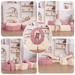 LOAOL Kids Couch 10PCS, Modular Kids Play Couch, Multifunctional Foam Toddler Sofa, Imaginative Convertible Play Sofa for Playroom(Medium Size)