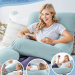 Meiz Pregnancy Pillow, Cooling Pregnancy Pillows for Sleeping, Maternity Pillow for Pregnant Women, Pregnancy Body Pillow with Cooling Jersey Cover, Green