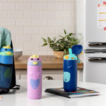 Ello Ellies 12oz Vacuum Insulated Stainless Steel Kids Water Bottle with Straw and Built-in Carrying Handle and Leak-Proof Locking Lid for School Backpack, Lunchbox and Outdoor Sports, Cat