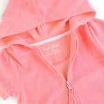 RuffleButts Girls Terry Knit Full-Zip Swim Cover-Up - Fashion Swimwear Cover-Up Dress Bubblegum Pink