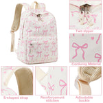 LOIDOU Backpack for Girls School Backpacks Bookbags for Elementary Middle School Women Laptop Backpacks (Bow tie Beige, L-17)
