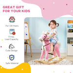 Qaba Rocking Horse with Sound, Ride on Horse with Saddle, Toddler Rocker, Gift for 3-8 Year Old, Pink