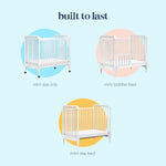 Davinci Jenny Lind 3-in-1 Convertible Mini Crib in White, Removable Wheels, Greenguard Gold Certified