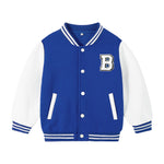 Volunboy Toddler Boys Baseball Jacket Kids Varsity Letteman Fall Winter Fleece Bomber Outerwear (Bluewhite, 18-24 Months)