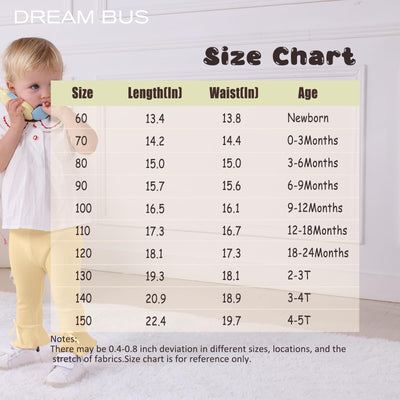 DREAM BUS 5 Pack Baby Pants Toddler Girl Ribbed Ruffle Bell Bottoms Toddler Leggings Baby Boy Pants Newborn Girl Flare Pants