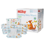 Nuby baby wipes packaging with multiple packs on a white background