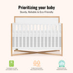 Dream On Me Owen 5-in-1 Convertible Full-Size Baby Crib in Vintage White Oak, GreenGuard Gold & BSA, Converts to Toddler, Day, & Full-Size Bed Non-Toxic Paint, Safe Sleep Environment