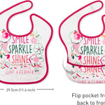 Mess Proof Baby Bib 3 Pack, Waterproof Led Weaning Baby Feeding Bibs with Food Catcher, Travel Feeding Bibs