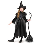 Spooktacular Creations Girls Black Witch Costume, Kids Halloween Outfit Set with Broom, Toddler Witch Dress for Halloween Role Play Themed Parties, S