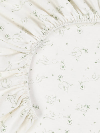 Under The Nile Organic Cotton Bassinet Sheet - Stork Print, 28" x 18"