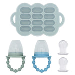 WeeSprout Silicone Baby Food Feeders + Freezer Tray for Batch Prep, Set of 2, Introduce New Foods Safely, Double as Teething Toys, Includes 2 Extra Pouches & Travel Lids, Dishwasher Safe