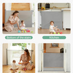 Momcozy Auto Lock Retractable Baby Gate, Safety Gate for Baby and Pet, 33” Tall, Extends to 55” Wide, Mesh Safety Dog Gate for Stairs, Indoor, Outdoor, Doorways, Hallways