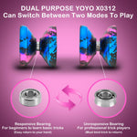 YOYOSTUDIO X0312 Finger Spin Trick Yoyo Porfessional Responsive Yoyo for Kids 8-12, Metal Yo Yo for Kids Adults with Unresponsive Yoyos Bearing Kit, 10 Yo-Yo Strings, Case & Glove - Black Blue Pink