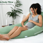 QUEEN ROSE Cooling Pregnancy Pillows, U Shaped Full Body Maternity Pillow for Pregnant Support, Green