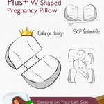 Momcozy Plus W Shaped Pregnancy Pillow for Sleeping, Adjustable Maternity Pillow for Side Sleepers, Portable Wedge Belly Support, Compact Design for Back Belly and HIPS, Grey and White